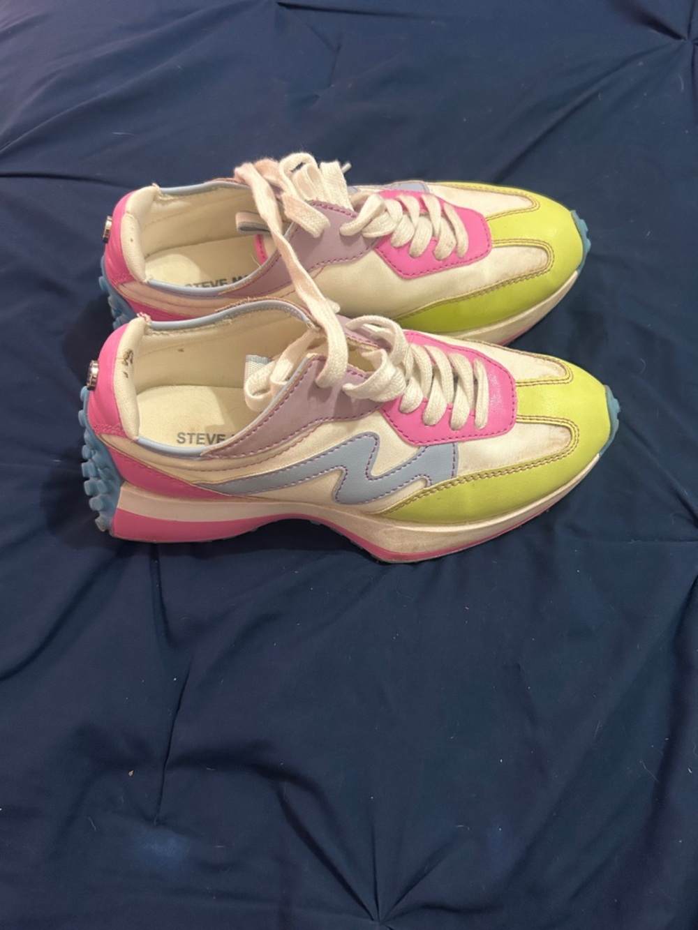 Steve Madden Pink Lime Blue Platform Lace-Up Sneakers